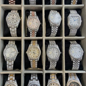 Reloj de Lujo con Movimiento de Cuarzo, Correa de Acero Inoxidable, Estilo Hip Hop, Tono Plateado para Hombre - Product Image 1