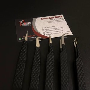 Pinzas para Pestañas de Acero Inoxidable Japonés Sostenible al por Mayor, Negras Mate con Punta, Pinzas para Extensión de Pestañas de Marca Privada - Product Image 3