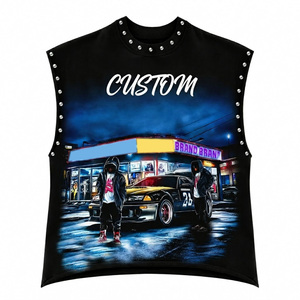 เสื้อกล้ามลายกราฟิกประดับเพชร Glory Custom ผ้าเจอร์ซีย์คอตตอน 100% เนื้อผ้านุ่ม สไตล์วินเทจใหม่ เสื้อยืดแขนกุดสำหรับใส่ได้ทั้งชายและหญิง - Product Image 1