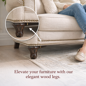 Premium Handcrafted Solid Wood <b>Furniture</b> Legs Antique Scroll <b>Bun</b> <b>Feet</b> Replacement with Mounting Hardware Kit <b>for</b> Sofa and Couch - Product Image 5