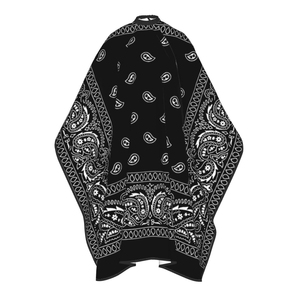 Capa de Barbero Personalizada con Diseño Paisley Negro, Sublimada, Impermeable, de Nailon, Unisex, para Halloween, para Cortar el Cabello, con Logotipo - Product Image 1