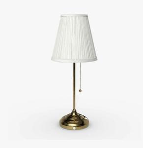 Traditional Brass Table Lamp with White Fabric Empire Shade Warm Light for Bedroom <b>Decorative</b> <b>Lighting</b> - Product Image 2