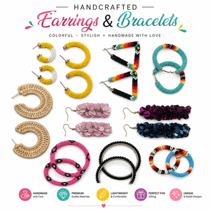 Conjunto de Pendientes Colgantes y Pulsera de Macramé con Cuentas de Cobre Hechas a Mano, Diseño Elegante con Forma de Corona y Baño de Plata, Encanto Artesanal - Product Image 6