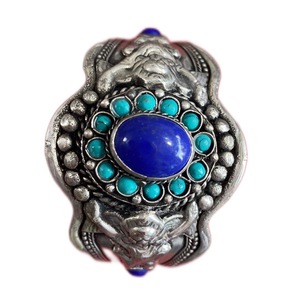 Unisex Silver Plated <b>Copper</b> Jewelry Ethereal Flower Pattern Turquoise Stone Metal <b>Bangles</b> Perfect Party Gift - Product Image 1