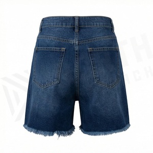 Shorts en jean décontractés pour hommes, coupe classique, taille haute, respirants, délavage clair, été/hiver, avec logo personnalisé - Product Image 2