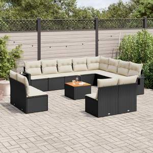 Large Adjustable Feet Black PE <b>Rattan</b> Garden <b>Sofa</b> Set Adjustable Feet Garden Sets - Product Image 1