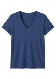 T-shirt en coton pour femmes, style bureau moderne, col en V, tenue quotidienne, classique, minimaliste, décontracté - Product Image 3