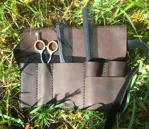 Hot Sale Genuine Leather Barber Scissors <b>Pouch</b> Factory Price Hairdresser Tool Bag Custom Logo Shears LBSP-0008B - Product Image 2