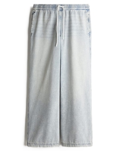 Customizable Women's Wide Leg Denim <b>Drawstring</b> <b>Trouser</b> High Quality Breathable Cotton Casual Women's Street Wear - Product Image 3