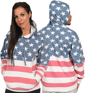 Sudadera con Capucha Unisex con Estampado de Bandera Americana, Corte Holgado Informal, Manga Regular, Tejido de Algodón y Felpa, Anti-Pilling para Invierno - Product Image 1