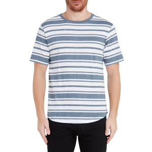 Camiseta de algodón a rayas de manga corta personalizable de alta calidad para hombre, ropa informal, camiseta de algodón de primera calidad para hombre - Product Image 3