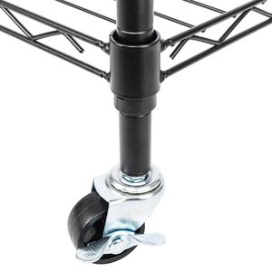 Appendiabiti Robusto con Ruote e Ganci Laterali, Doppio Asta, 3 Ripiani in Filo Metallico, Scaffale Mobile per Vestiti - RT - Product Image 4