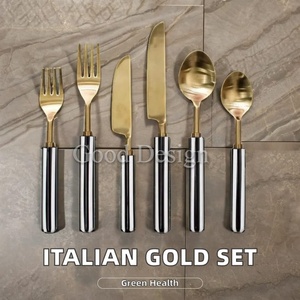 Modern Luxury European Design Stainless Steel <b>Flatware</b> <b>Sets</b> for Weddings Business Gifts Reusable Matte Polish Black White Resin - Product Image 2