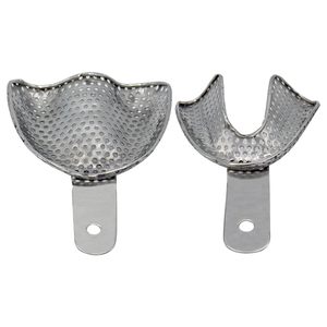 Juego Profesional de Bandejas Metálicas para Impresiones Dentales |   Bandejas Dentales Perforadas de Acero Inoxidable Extra Grandes, Par Superior e Inferior - Product Image 1