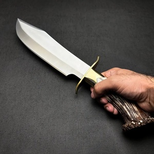 Handmade Industrial Grade Bowie Hunting Knife Straight <b>Drop</b> Point Stag Antler Handle Fixed Tactical Survival Stainless Steel OEM - Product Image 5