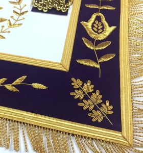 Delantal Masónico Past Master Blue Lodge, Terciopelo Morado Real con Flecos Dorados, Regalia Masónica, Delantal de Ceremonia para Logia - Product Image 3