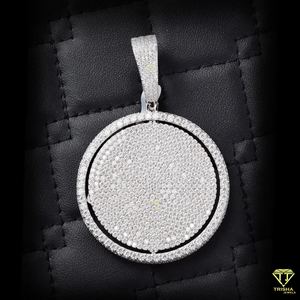 Moissanite Round Pave Pendant en plata de ley 925 Iced Out Moissanite Diamond Bling Pendant - Product Image 2