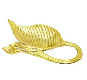 Cuenco para servir con forma de hoja de aluminio y metal con acabado dorado de alta calidad para restaurante y bar de hotel - Product Image 1