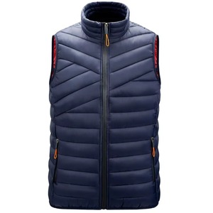 Men's Winter Quilted Puffer Vest Stand Collar Zipper Closure Windproof Casual Outer Wear Solid Color Polyester Wadding - Product Image 4