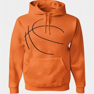 <b>Men's</b> <b>Orange</b> Hooded Knitted Loose Fit Digital Printed Front Logo Eco-Friendly Waterproof Winter Casual <b>Sweatshirt</b> - Product Image 1