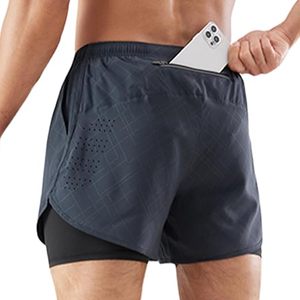 Pantalones Cortos Deportivos para Hombre con Logotipo Personalizado, Doble Capa, Cintura Media, Cierre con Cordón, Bolsillos, para Entrenamiento, Gimnasio, Correr - Product Image 5