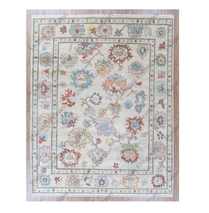 Alfombra Clásica de Lana Tejida a Mano de Primera Calidad, Color Marfil, con Patrón Floral Colorido, Pelo Plano, Decorativa para Sala de Estar y Dormitorio - Product Image 1