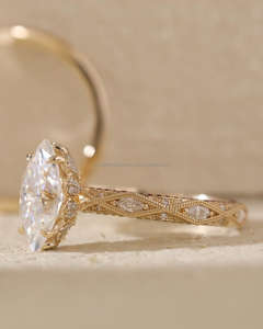 แหวนแต่งงานทองคำ14K แหวนหมั้น igi/gia วงรีสำหรับปลูกเพชรโรเดียมสำหรับผู้หญิงที่ทำจากห้องทดลอง - Product Image 3