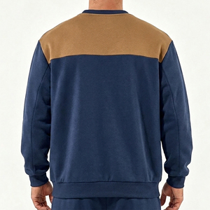 Sudadera de hombre de algodón 100% de forro polar, talla grande, cuello redondo, con apliques bordados y bloques de color, estilo urbano, para invierno, ¡la más vendida! - Product Image 6