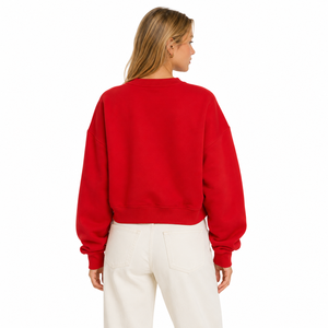 Custom Red Crewneck Sweatshirt Unisex Heavyweight Pullover Streetwear Hoodies For Wholesale Branding & Private Label Production - Product Image 2