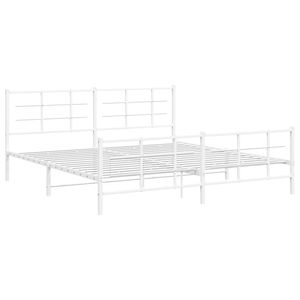 Cadre de lit complet en acier blanc thermolaqué, lit rectangulaire en métal - Product Image 2