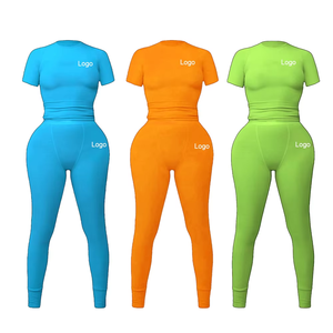 Nouvelle Collection : Leggings côtelés ajustés et ensembles courts pour femmes, ensembles moulants imprimés sérigraphiés pour filles (combinaisons de natation et maillots de bain) OEM - Product Image 1