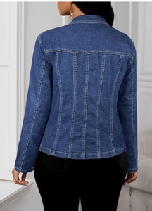 Veste décontractée en jean pour femme TRIBON SPORTS, style universitaire, manches longues, col rabattu, fermeture boutonnée, motif léopard, coupe classique, automne - Product Image 2