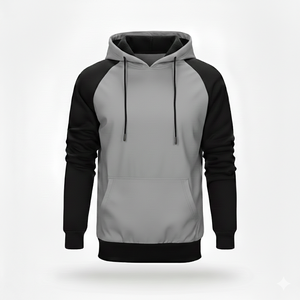 Sweat à capuche raglan bicolore personnalisé avec logo, en molleton épais pour homme, streetwear, manches contrastées, vente en gros - Product Image 5