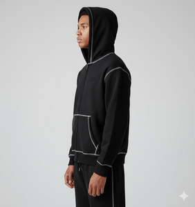 Fabricante Ranzia Industry de Sudaderas con Capucha y Pantalones Deportivos de Forro Polar Grueso Personalizados, Sudadera con Capucha y Cremallera Completa, Lavado Ácido, con Pedrería - Product Image 3