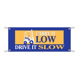 Panneau d'avertissement Brady « Carry It Low Drive It Slow » pour la sécurité sur le lieu de travail, en entrepôt et en parking - Product Image 1