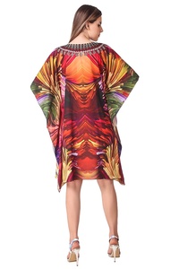 Robes de soirée indiennes faites à la main en Turquie, col en V, manches courtes, broderie, abaya, kaftan, robe musulmane pour femmes - Product Image 3