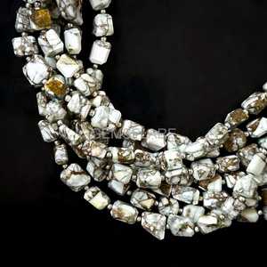 Cuentas facetadas de turquesa cobre de Mohave 5x7-6x8MM, cuentas de turquesa cobre blanca pulida de 8 pulgadas, cuentas al por mayor para joyería - Product Image 3