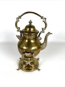 Vintage Brass Tea Kettle With <b>Lid</b> Metal Handle Water <b>Pot</b> Kettles Decorative Kitchenware - Product Image 1