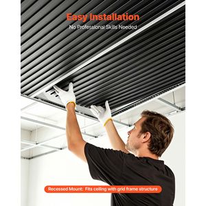 Plaques de plafond en PVC 24 x 48 pouces, lot de 12, panneaux linéaires 3D noirs, lisse, pour plafond suspendu, résistant aux chocs, 7 mm, hôtels - Product Image 5