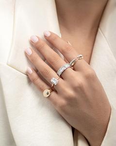 Half Eternity Wedding Bands 14k Solid Gold Baguette Round Lab Grown Diamond 6 mm Wide Luxury Stackable <b>Rings</b> Manufacturer Direct - Product Image 5