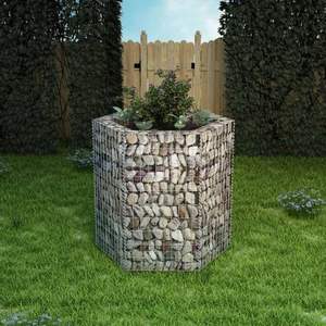 Jardinera Elevada Gabion de 39.4 x 35.4 x 39.4 Pulgadas, Macetas y Jardineras de Acero Galvanizado Plateado - Product Image 1