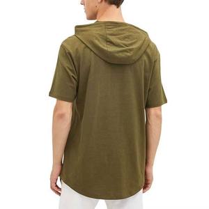 เสื้อยืดแขนสั้นมีฮู้ดสีเขียวมะกอกสำหรับผู้ชาย ทรงโอเวอร์ไซส์ สไตล์ลำลอง สีพื้น ผ้าถักเนื้อฝ้าย ระบายอากาศได้ดี เหมาะสำหรับฤดูร้อน - Product Image 6