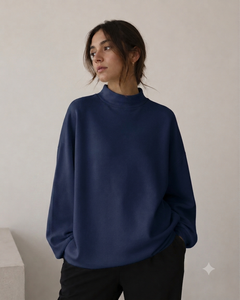 เสื้อสเวตเชิ้ตผ้าฟลีซคอเต่าทรงโอเวอร์ไซส์สำหรับผู้หญิง สวมใส่สบาย ให้ความรู้สึกเหมือนผ้าฝ้ายพรีเมียม แฟชั่นทันสมัยสำหรับทุกวัน สไตล์สตรีทแวร์ - Product Image 1