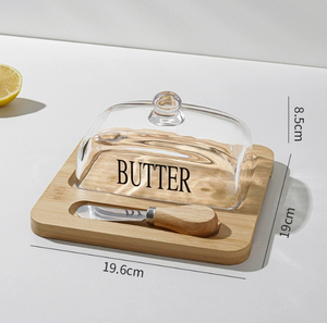 Beurrier de style campagnard avec couvercle en bois pour le stockage du beurre mou et une présentation charmante sur le comptoir de cuisine - Product Image 4