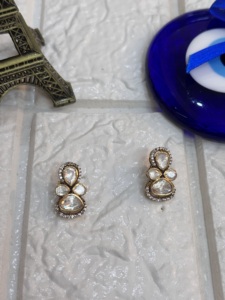 Floral Design Gold Plated <b>Silver</b> <b>Studs</b> Earrings Indian Women Handmade Luxury Jewelry - Product Image 2