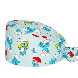 Bonnets chirurgicaux imprimés avec les personnages de dessins animés des Smurfs, bonnets d'infirmière, chapeaux d'hôpital, bonnets de chirurgie, chapeaux de dentiste - Product Image 1
