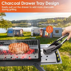 Griglia portatile in acciaio inossidabile pieghevole per Barbecue da tavolo con facile configurazione Barbecue per campeggio picnic all'aperto - Product Image 3