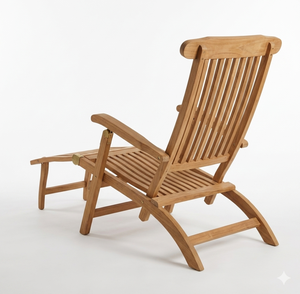Luxury Foldable Teak Wood Steamer Chair Adjustable Outdoor Sun Lounger Durable Deck <b>Recliner</b> For Garden Poolside Patio Furniture - Product Image 2