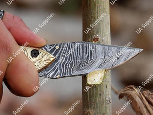 Couteau de poche pliant professionnel en acier Damas 58 HRC, personnalisable, pour camping, pêche et chasse, support OEM/ODM direct usine, EDC - Product Image 4