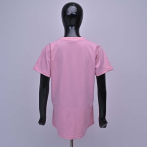 เสื้อยืดคอกลมผู้หญิงสีชมพู ยี่ห้อ MRI พร้อมโลโก้ปักสีชมพูด้านหน้า เสื้อยืดลำลองแขนสั้นผ้าคอตตอนเจอร์ซีย์คุณภาพสูง - Product Image 2